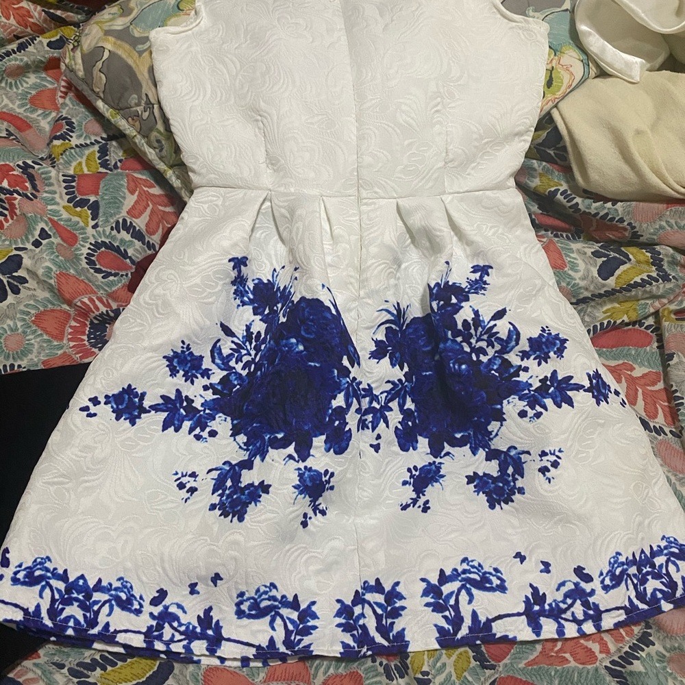 Blue and white dress